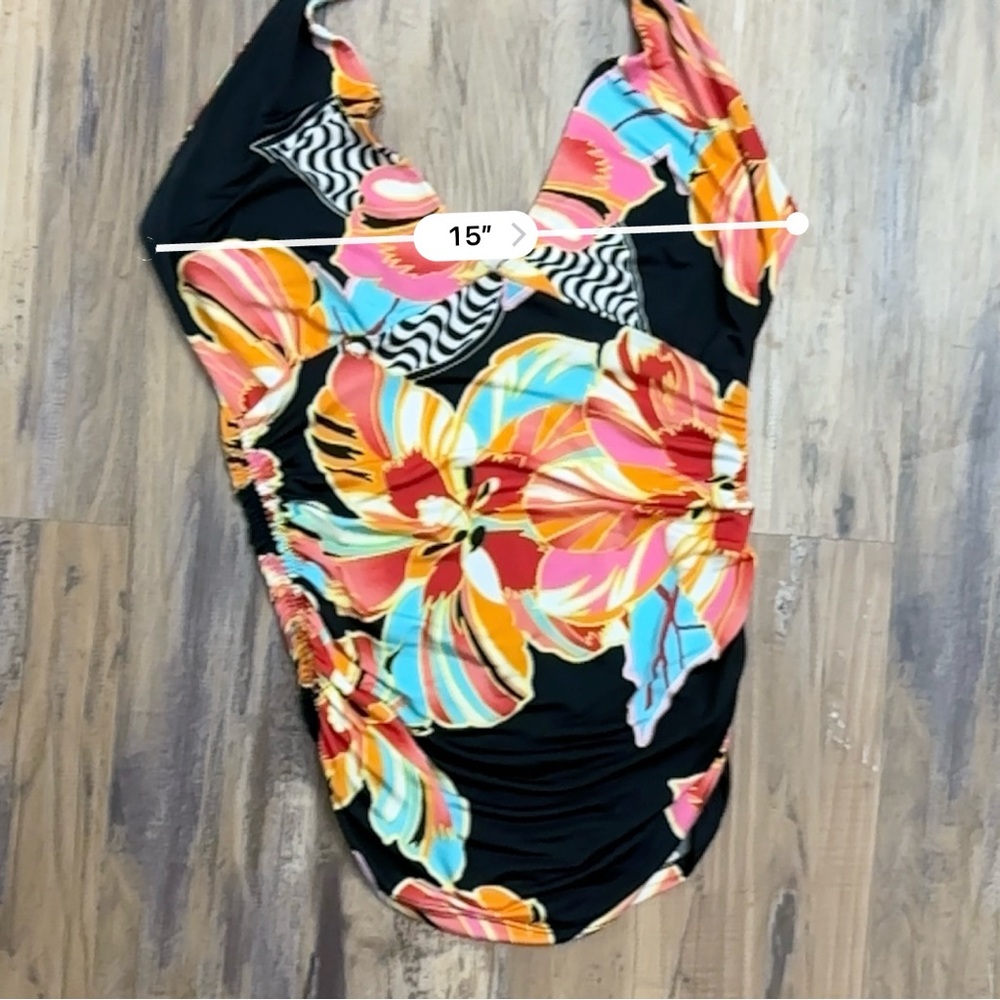 VTG Y2K 2000s Tropical Floral Hibiscus Flower Colorful Halter Tank Top - Picture 6 of 7